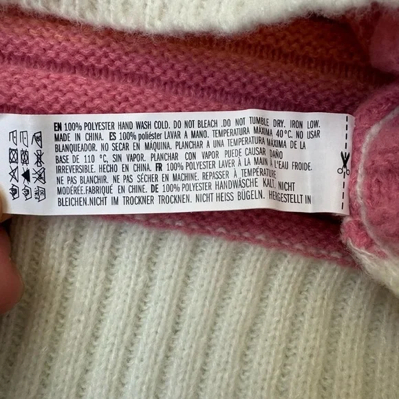 English Factory rainbow striped rugby collared cozy knit sweater, preppy, sz L - Picture 3 of 5